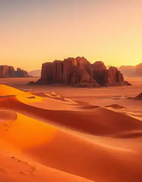 Wadi Rum - Valley of the Moon | A dramatic desert landscape of towering sandstone mountains, endless red sands, and ancient rock art | Northern Badia Travel & Tourism